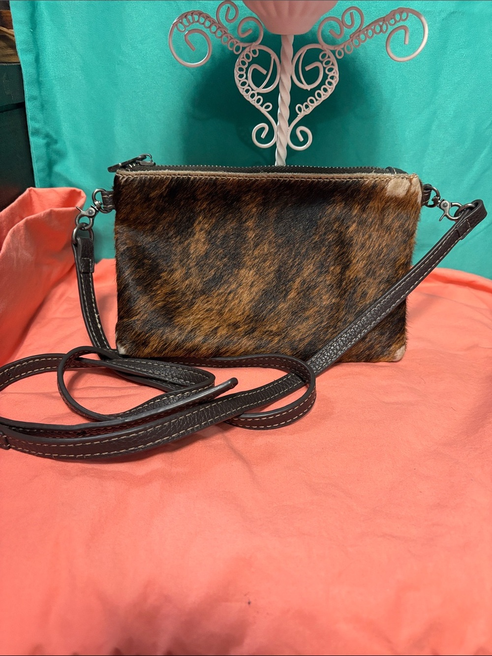Montana West Brown and Black Faux Fur Crossbody Bag